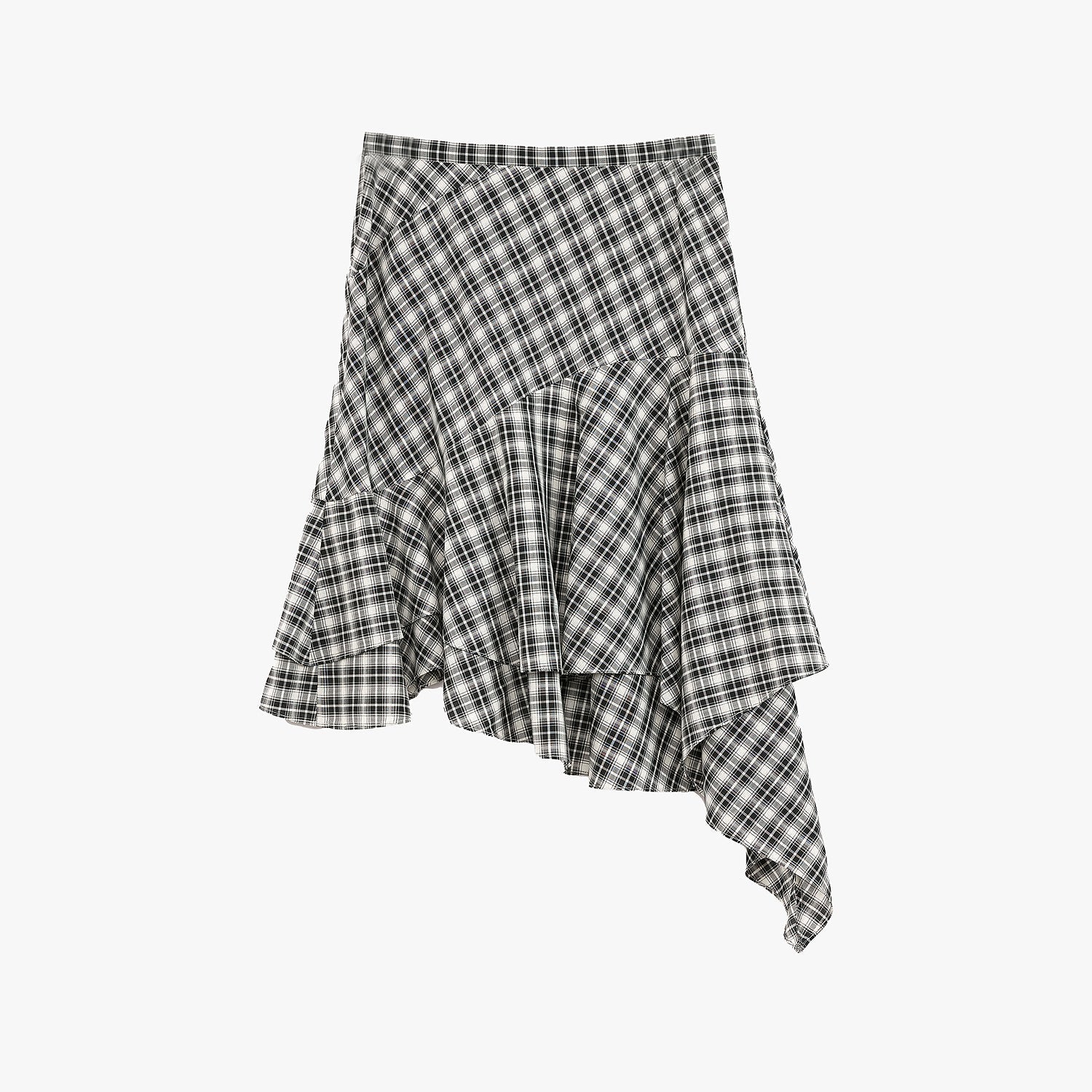 "Full-level ballet" Tencel acetate plaid irregular A-line skirt-6