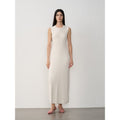 "Island Letters" Limited Edition Baslan Merino Wool Extra Long Sleeveless Lazy Knit Dress-4