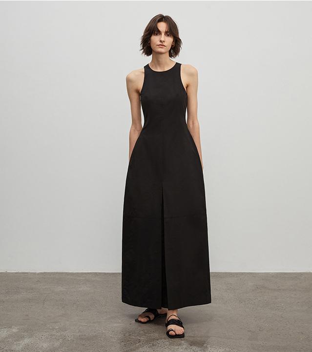 "Plain Poetry" functional style sleeveless dress female French style new temperament slim Hepburn little black dress long skirt-5