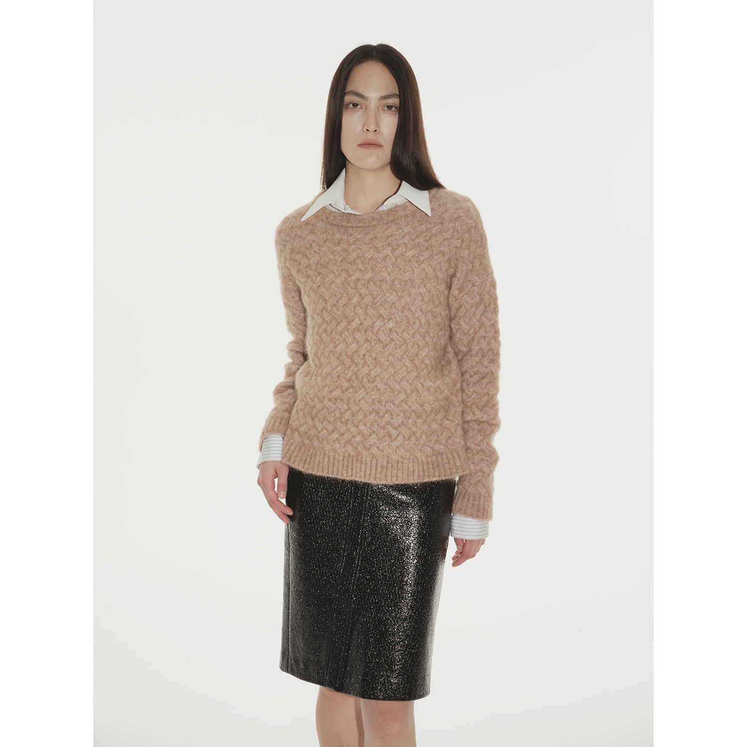 [FF×JW Collaboration Warm Exclusive] Classic Mohair Pullover Sweater with Textured Knit and Warmth-Enhancing Round Neck-5