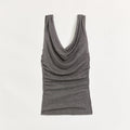 "Energetic Encounter" Modern Temperament Draped Neck Fitted Vest-5