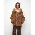 "Modern Weekend" Drop Shoulder Hooded Merino Wool Sheepskin Fur Coat Winter-5