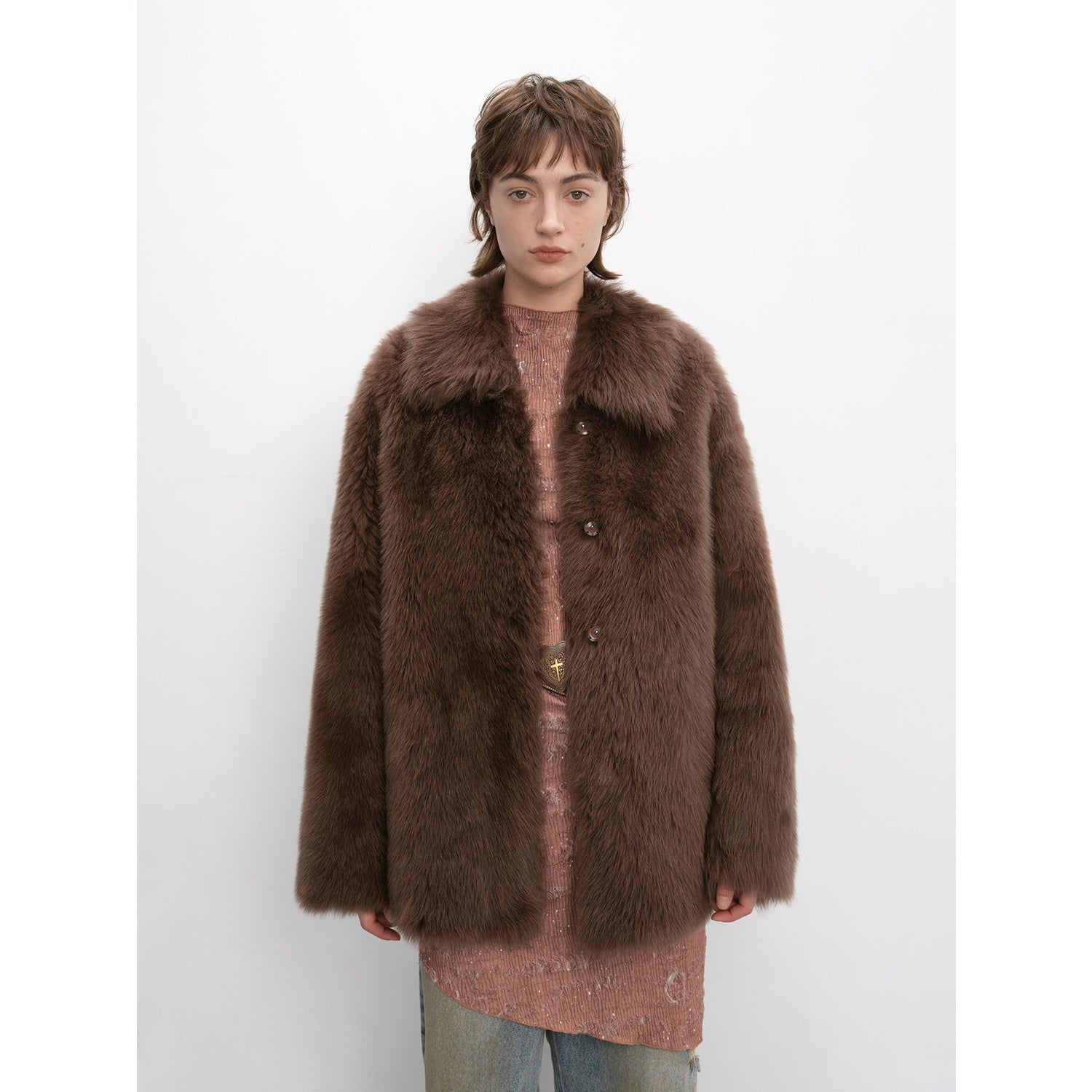"Autumn Exclusive" Imported Tuscan sheepskin short lapel fur coat-6