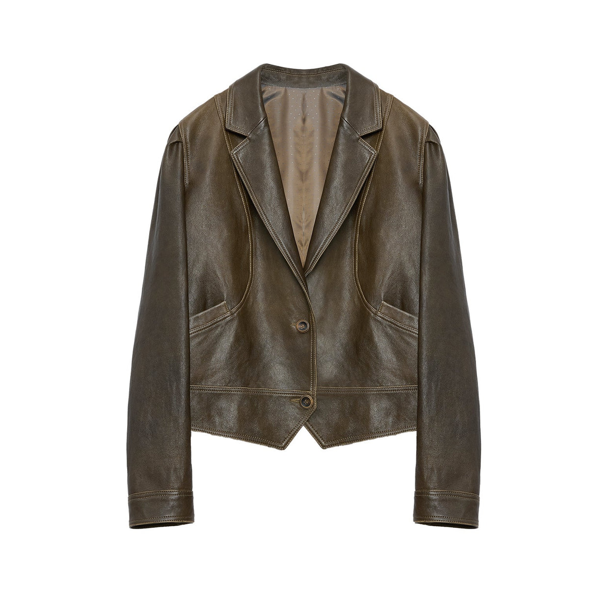 "Vintage Old Stories" New Zealand imported waxed sheepskin distressed short leather jacket-5