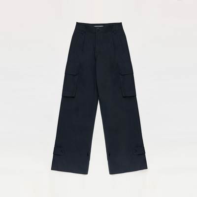 "Leisure First" Personalized three-dimensional large patch pocket straight wide-leg work trousers-6
