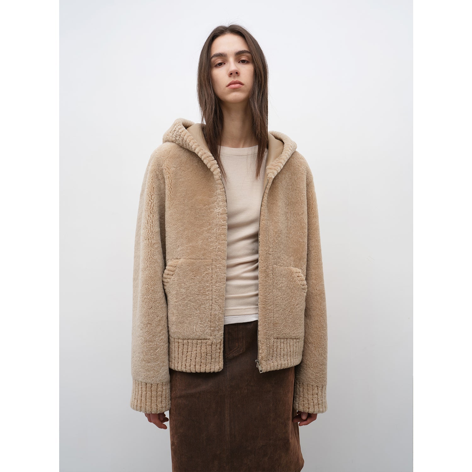 Bad boy hooded merino sheepskin jacket-3