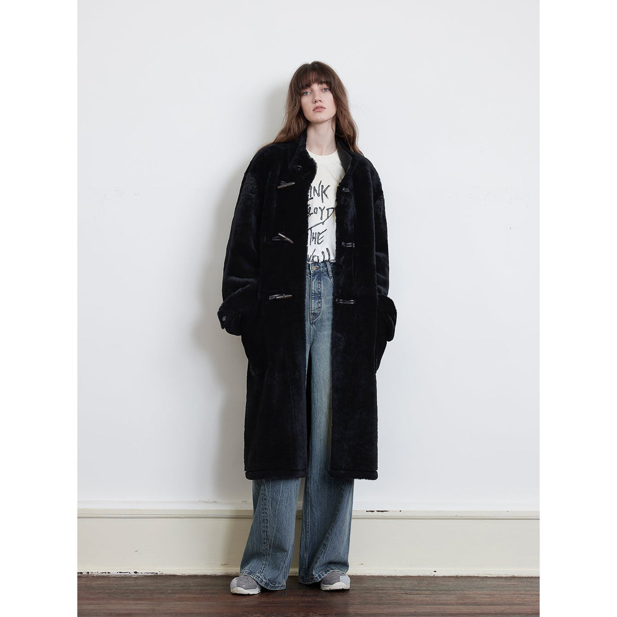 Dreamer Stand Collar Casual Imported Merino Long Sheepskin Jacket-8