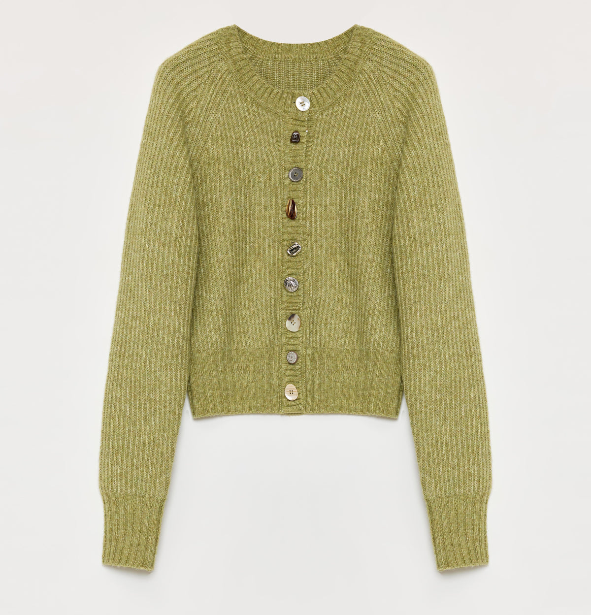 "Hokkaido Weaving Love" wool blend crew neck cardigan top-5
