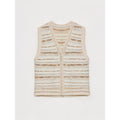 "Nice Weekend" striped mixed woven V-neck early spring layered knitted cardigan top/vest-5