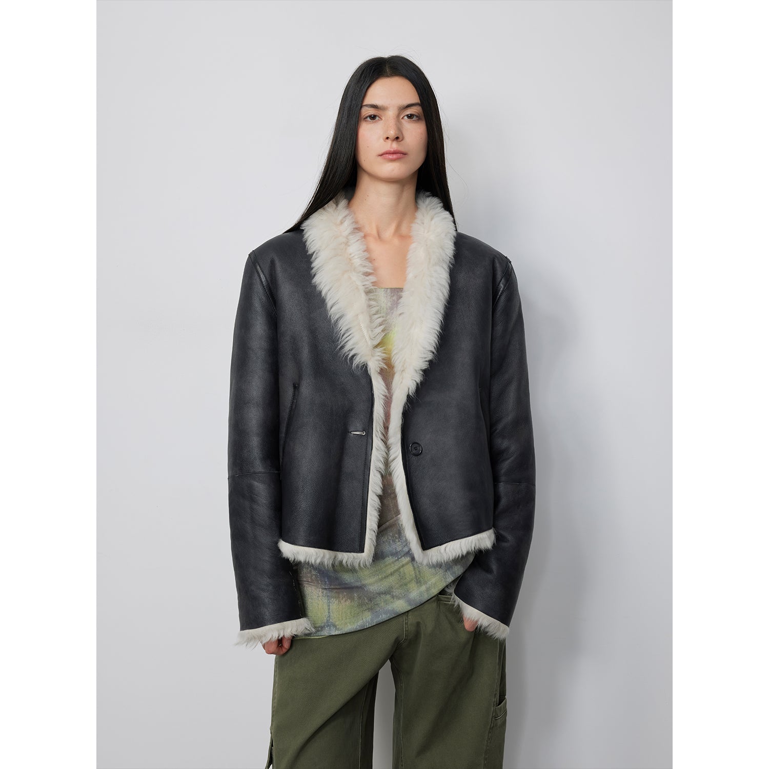 Beethoven's Night Reversible Standing Collar Tuscan Sheepskin Coat-2