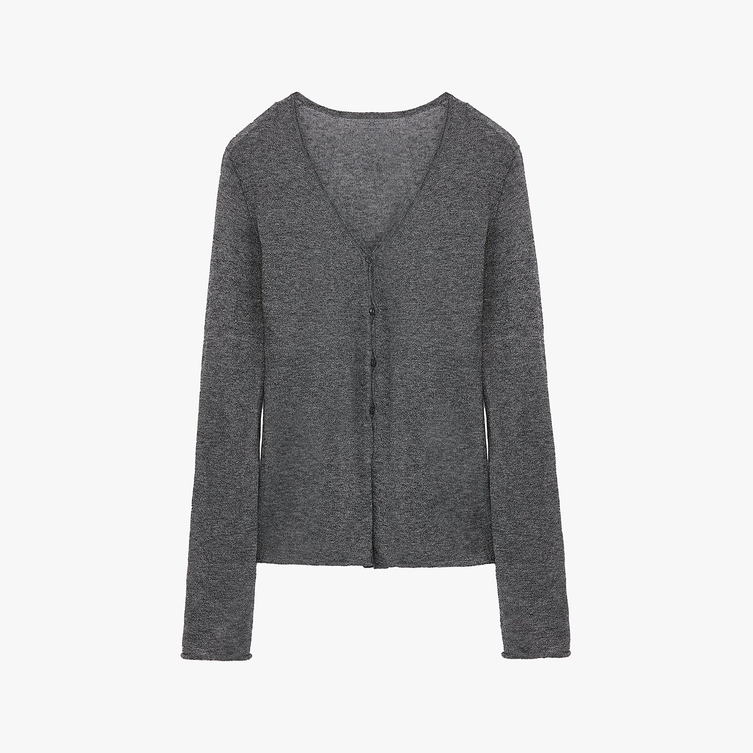 "Long Island Vacation" wool blend V-neck straight shoulder knitted cardigan spring-6