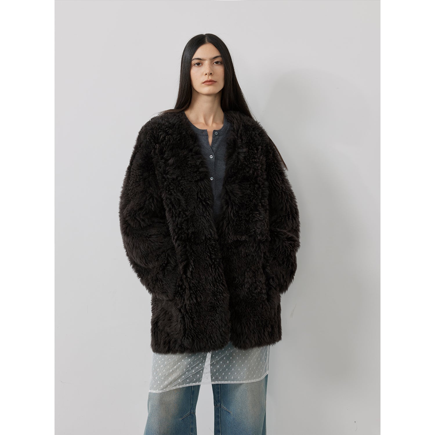 Peach Oolong Tuscan Sheepskin Coat Winter-8