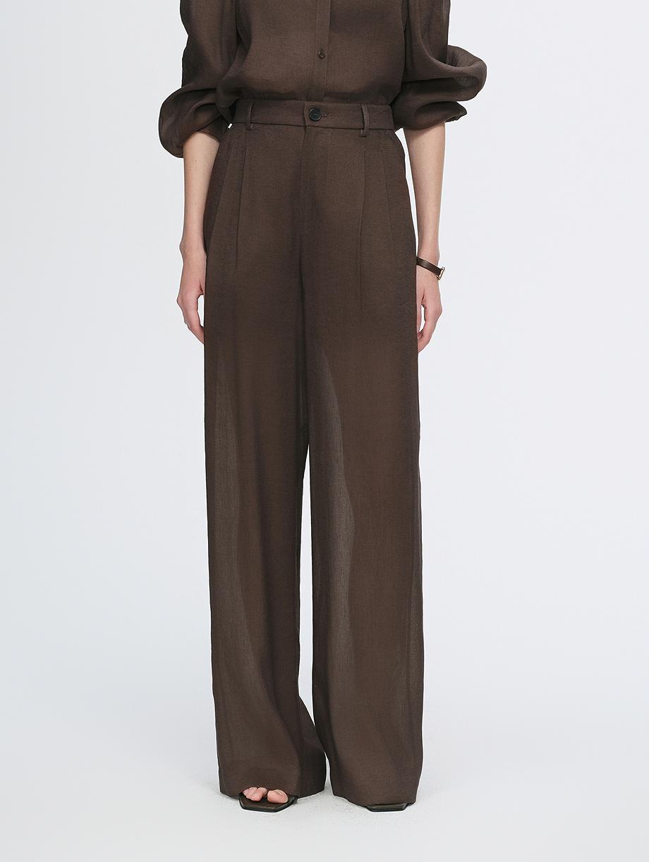 Breathable mulberry silk linen long-sleeved shirt and trousers set-7