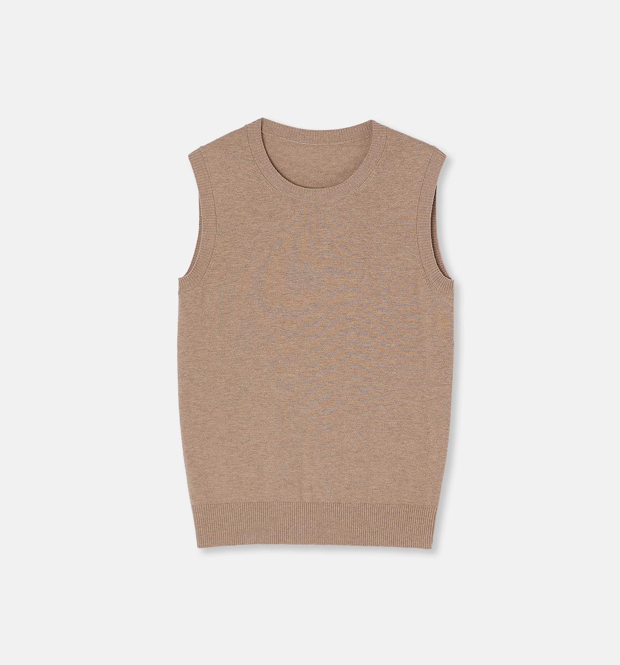 "Six Pence" round neck knitted sweater vest for women-6