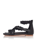 Salty Sea Scalloped Criss Cross Leather Sandals-1