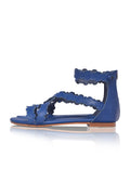 Salty Sea Scalloped Criss Cross Leather Sandals-2