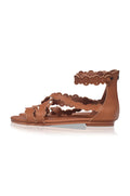 Salty Sea Scalloped Criss Cross Leather Sandals-1