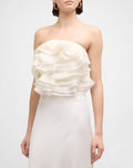 Ivory Ruffled Strapless Georgette Top-0