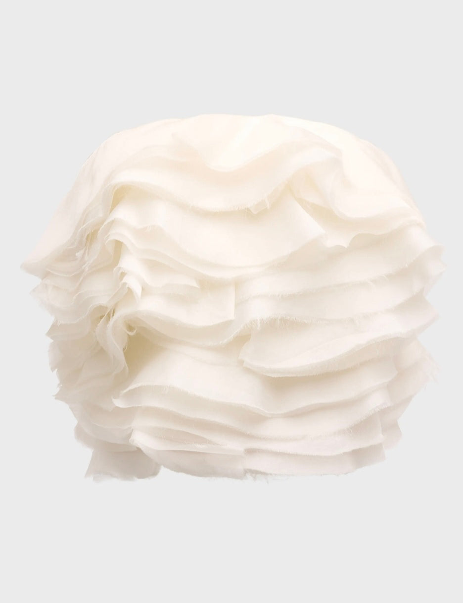 Ivory Ruffled Strapless Georgette Top-1