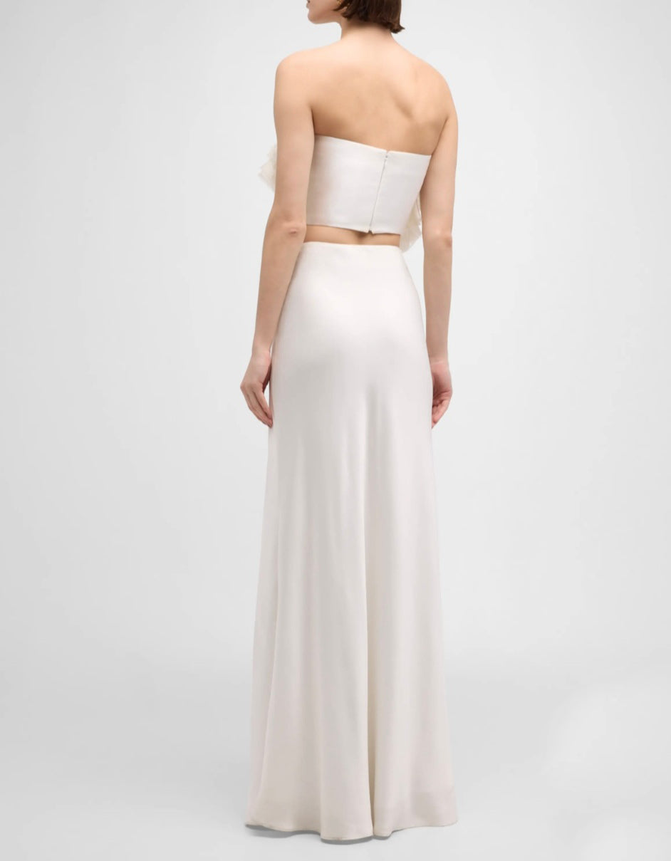 Ivory Ruffled Strapless Georgette Top-2