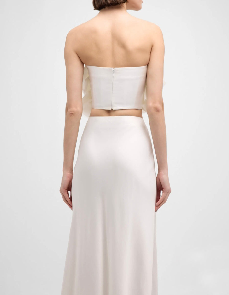 Ivory Ruffled Strapless Georgette Top-3