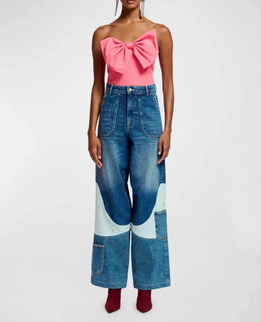 Pink Top | Bow Top | Corset Top | Smock Design-4