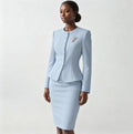 Baby blue peplum skirt suit-0