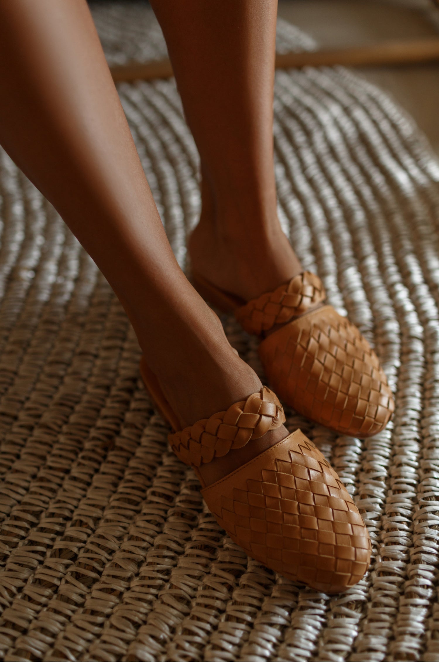 Sea Escape Woven Leather Slide Sandals-8