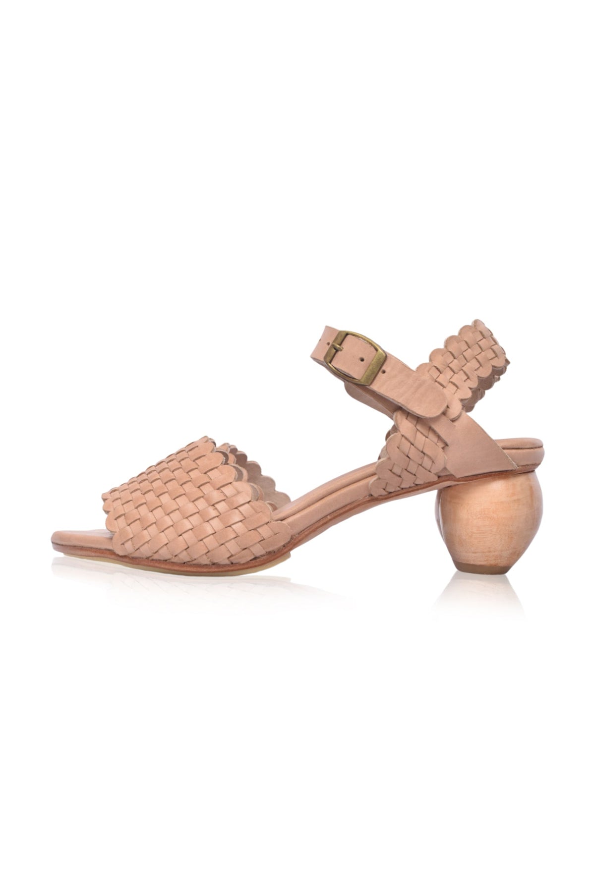Sicily Woven Wooden Heel Leather Sandals-3