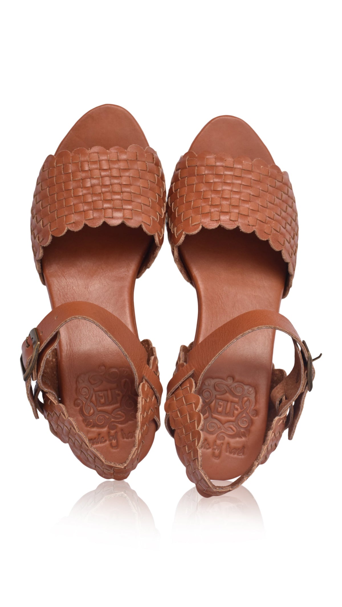 Sicily Woven Wooden Heel Leather Sandals-4