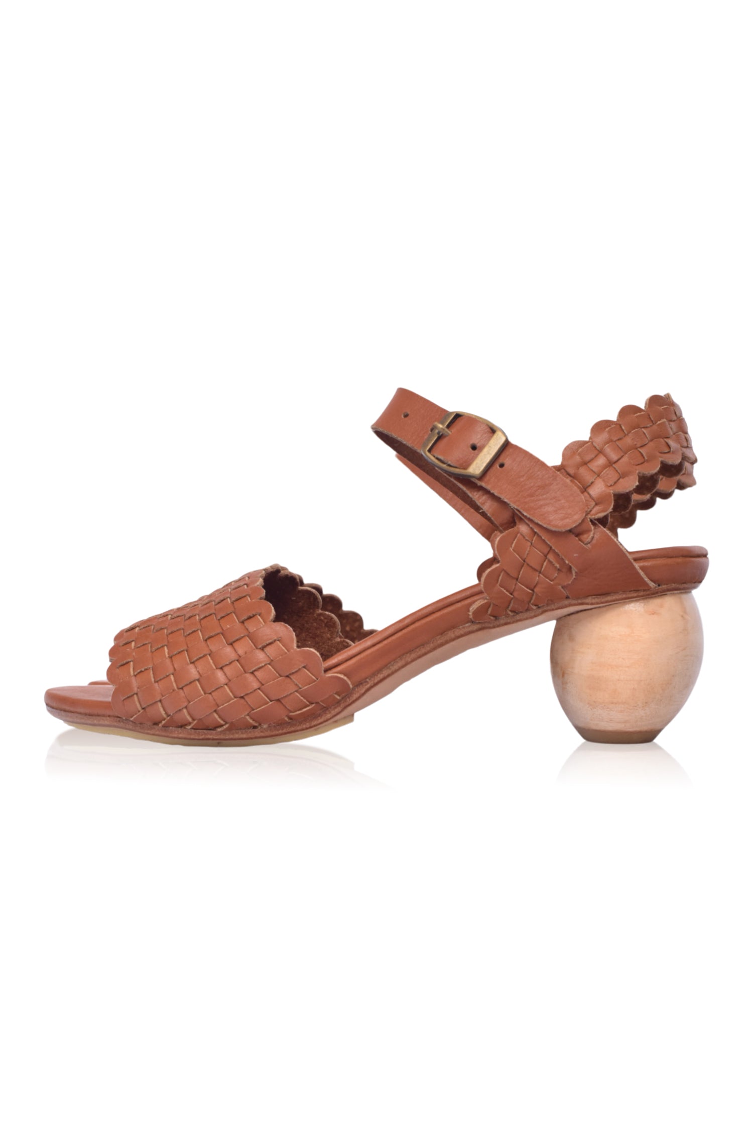 Sicily Woven Wooden Heel Leather Sandals-3