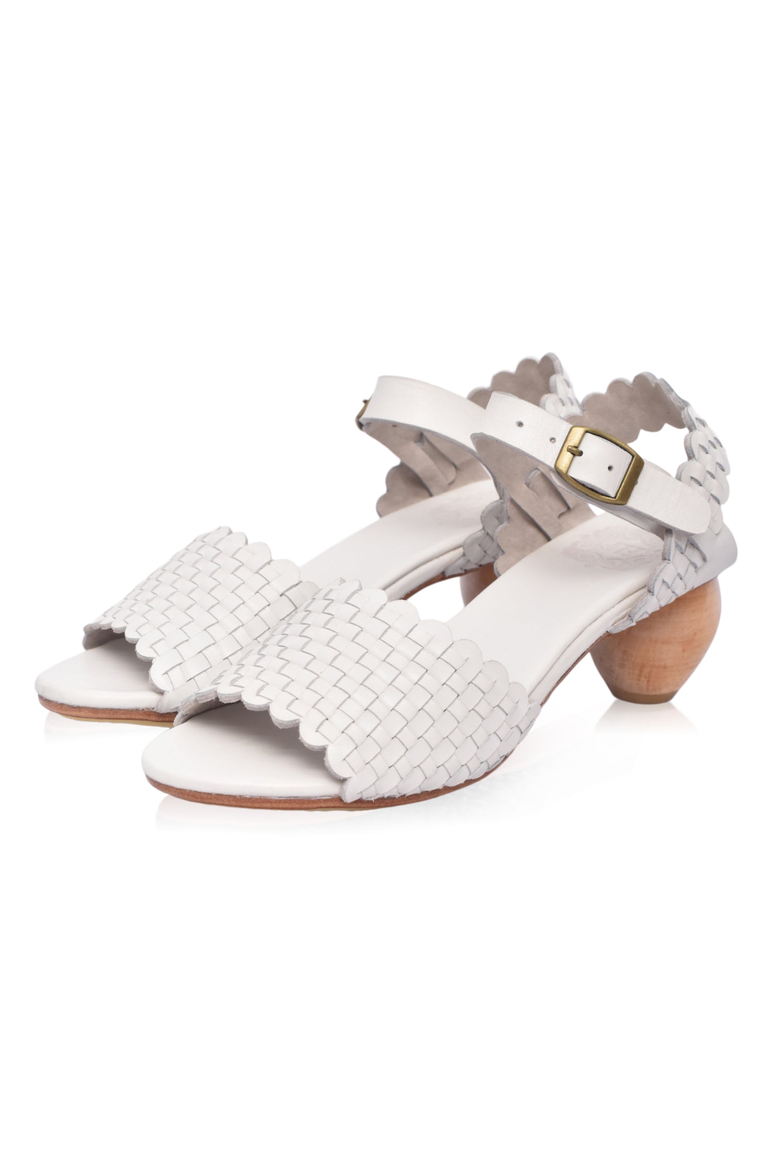 Sicily Woven Wooden Heel Leather Sandals-2