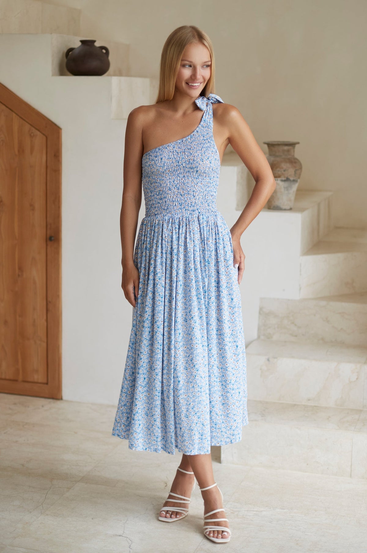 Sienna One-Shoulder Shirred Dress (Sale)-1