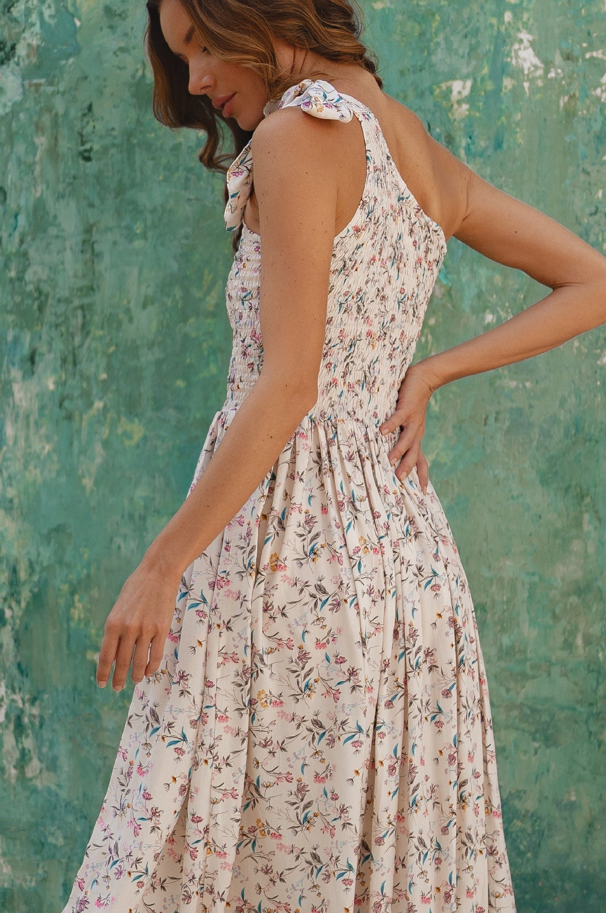Sienna One-Shoulder Shirred Dress (Sale)-2