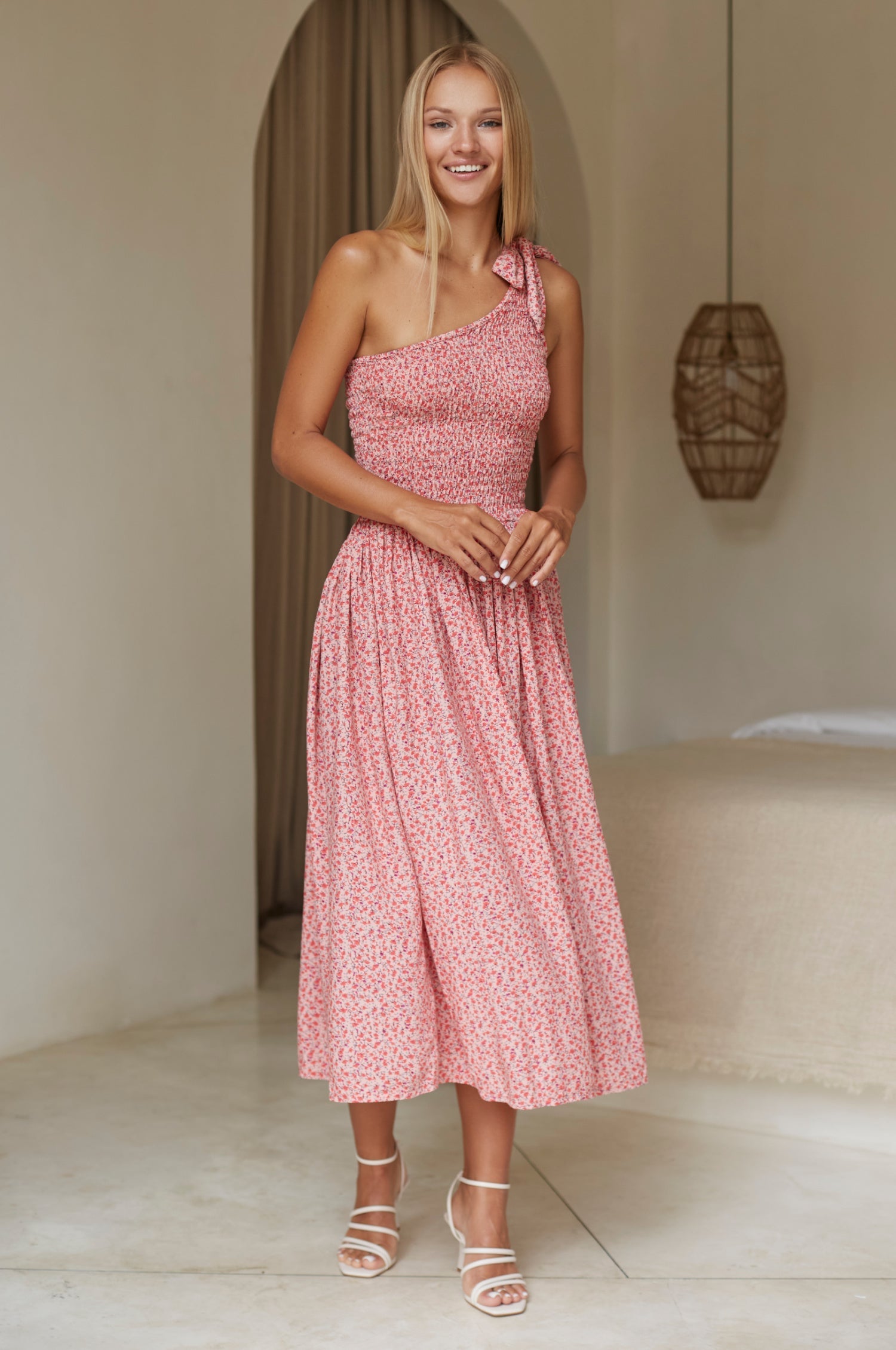 Sienna One-Shoulder Shirred Dress (Sale)-1