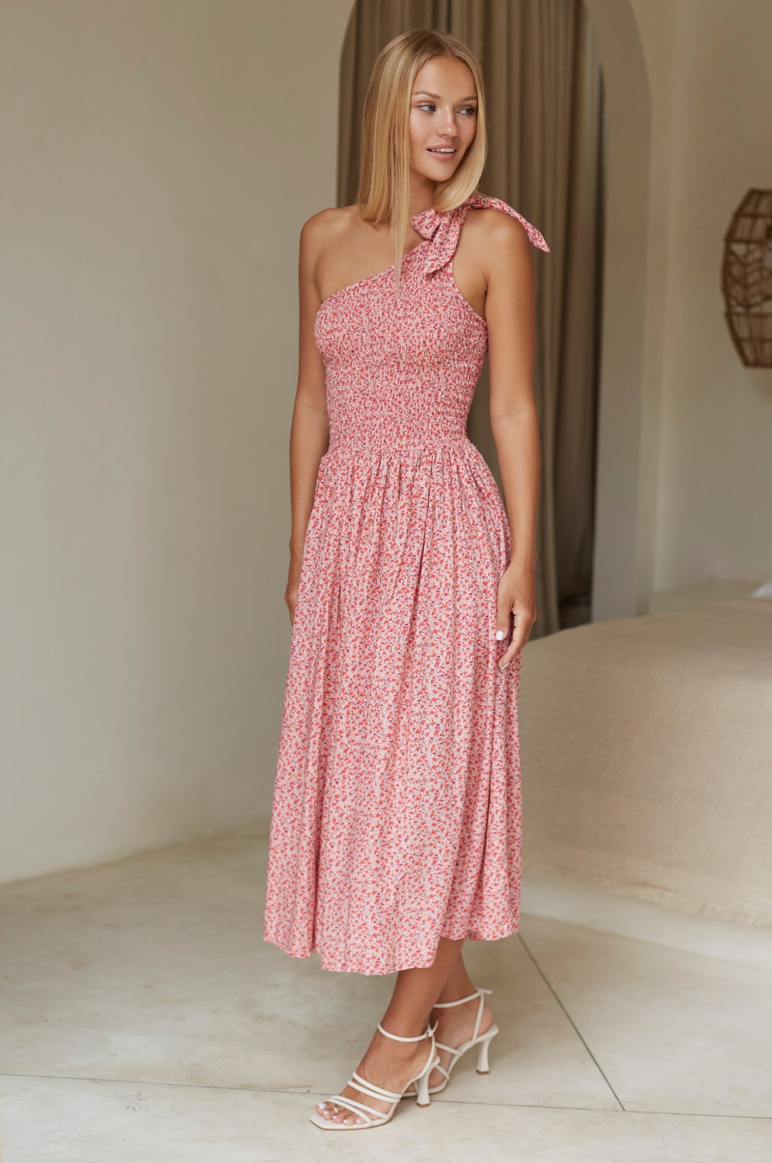 Sienna One-Shoulder Shirred Dress (Sale)-3