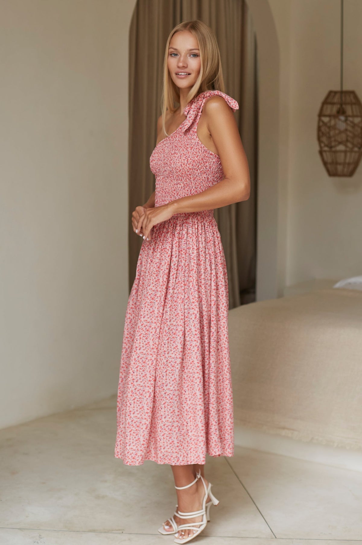 Sienna One-Shoulder Shirred Dress (Sale)-4
