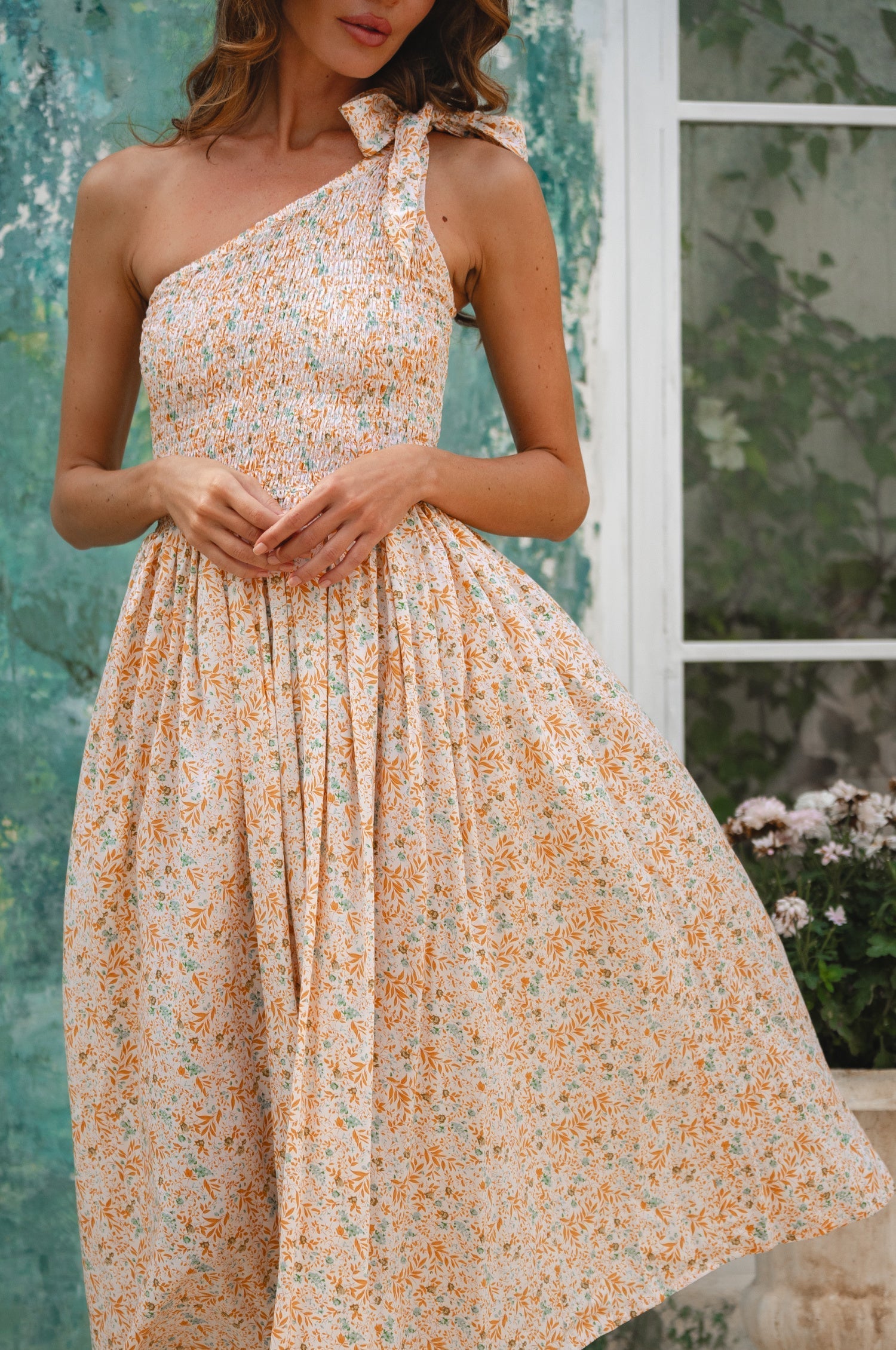 Sienna One-Shoulder Shirred Dress (Sale)-4