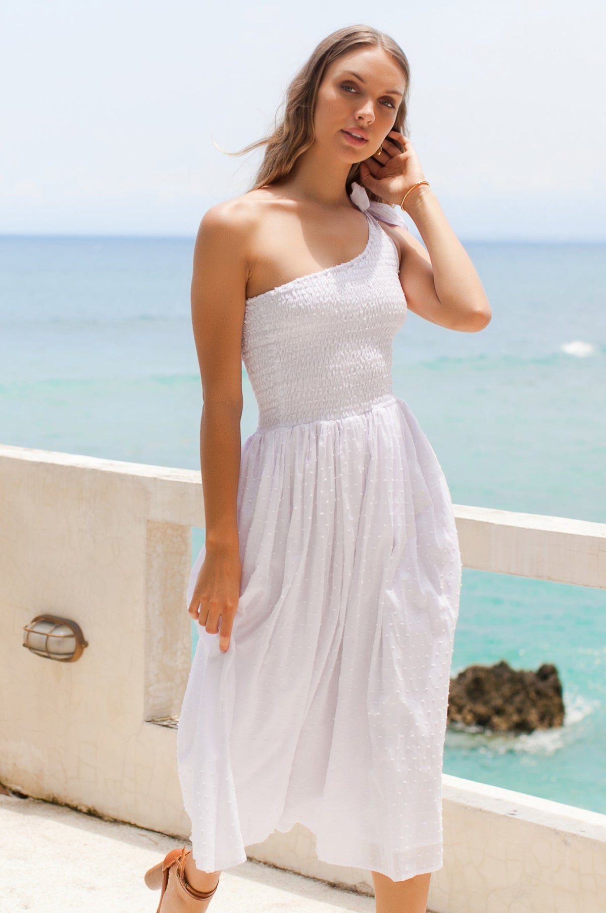 Sienna One-Shoulder Shirred Dress (Sale)-2