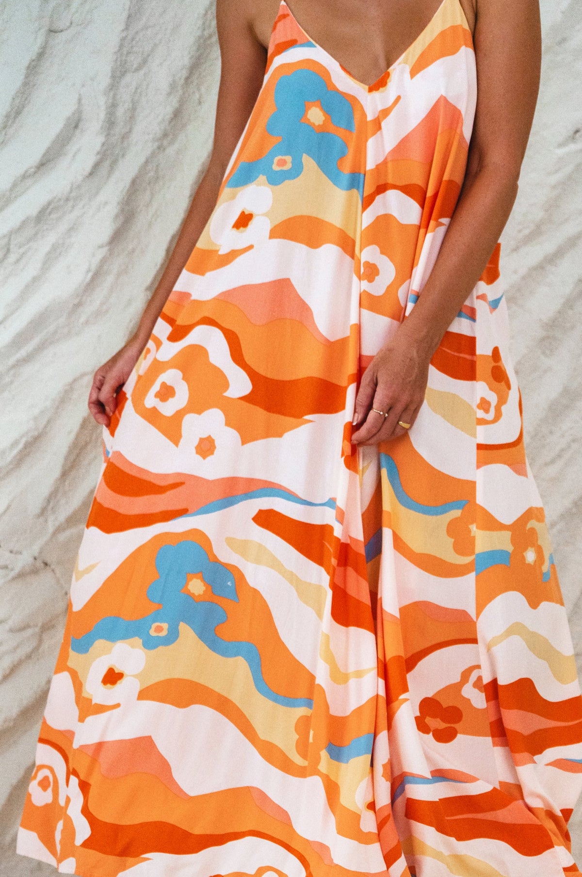 Silky Wind Strappy Maxi Dress-2