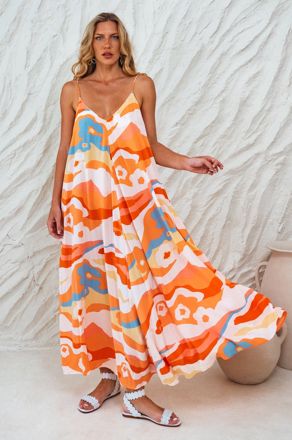 Silky Wind Strappy Maxi Dress-5