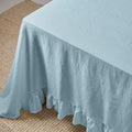 Dusty Blue Linen Table Cloth with Ruffles-0