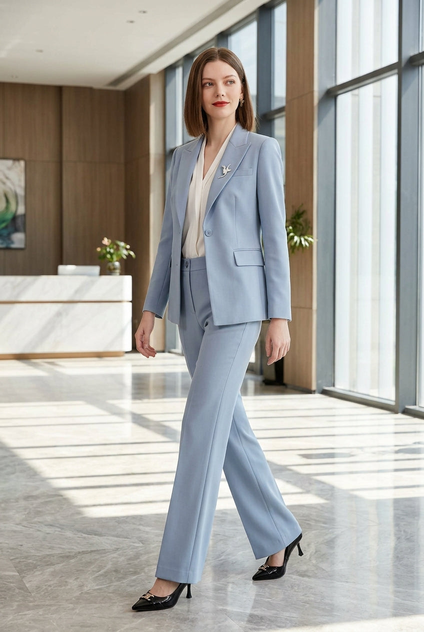 The Serene Skyline Modern Power Suit-0