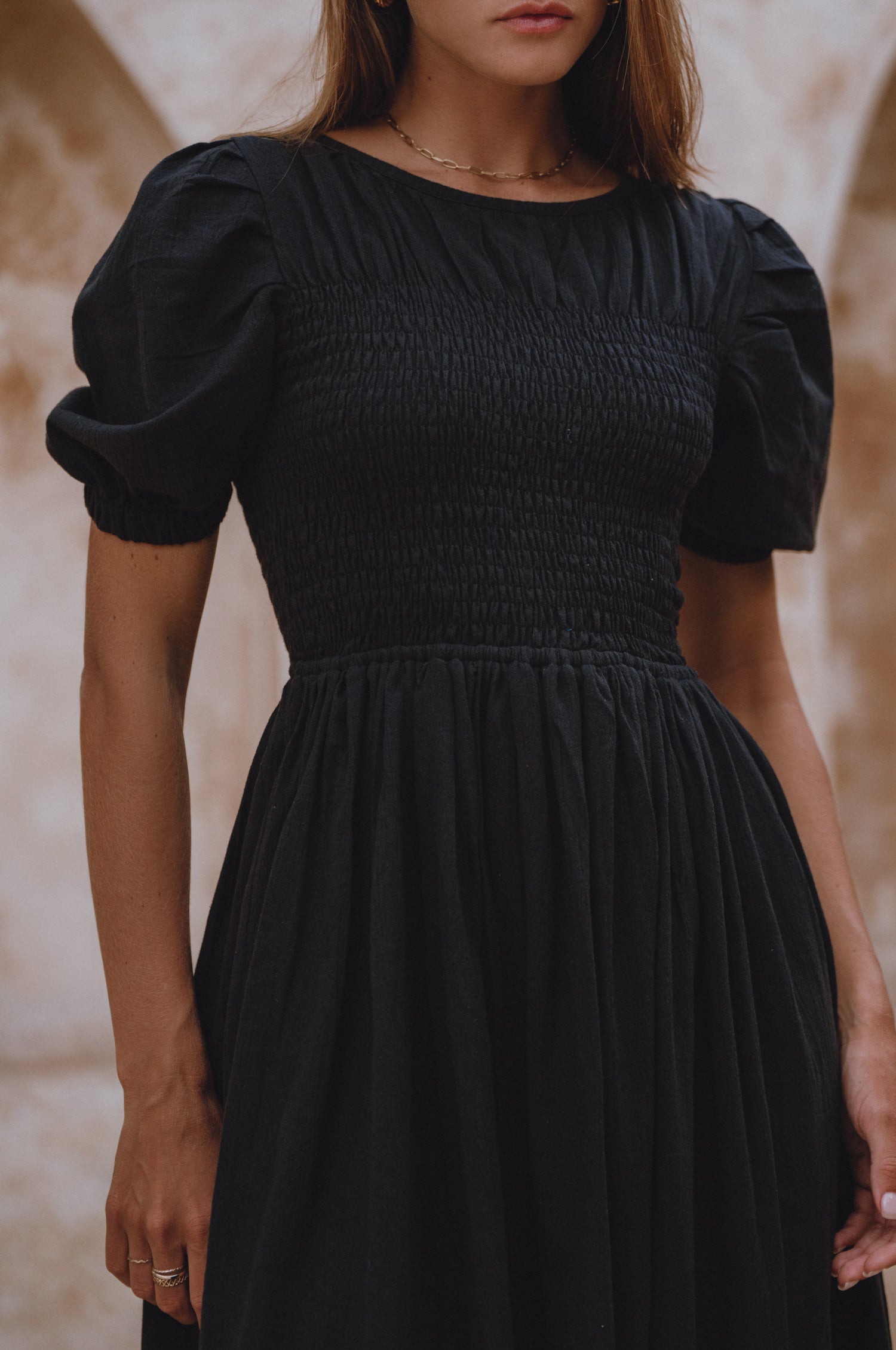Sophie Smocked Linen Midi Dress-1