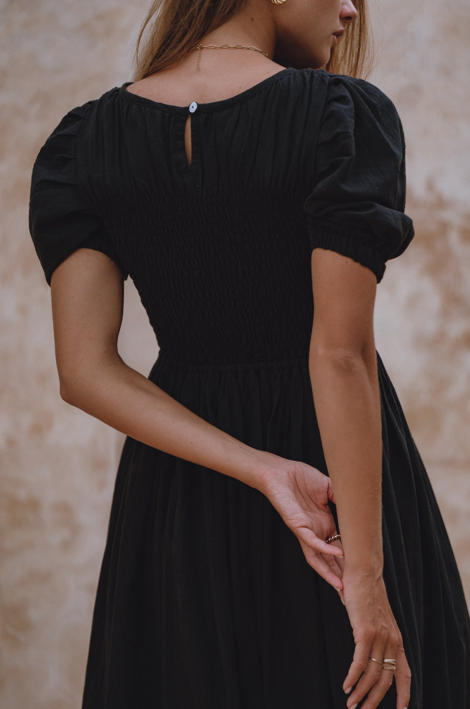 Sophie Smocked Linen Midi Dress-2