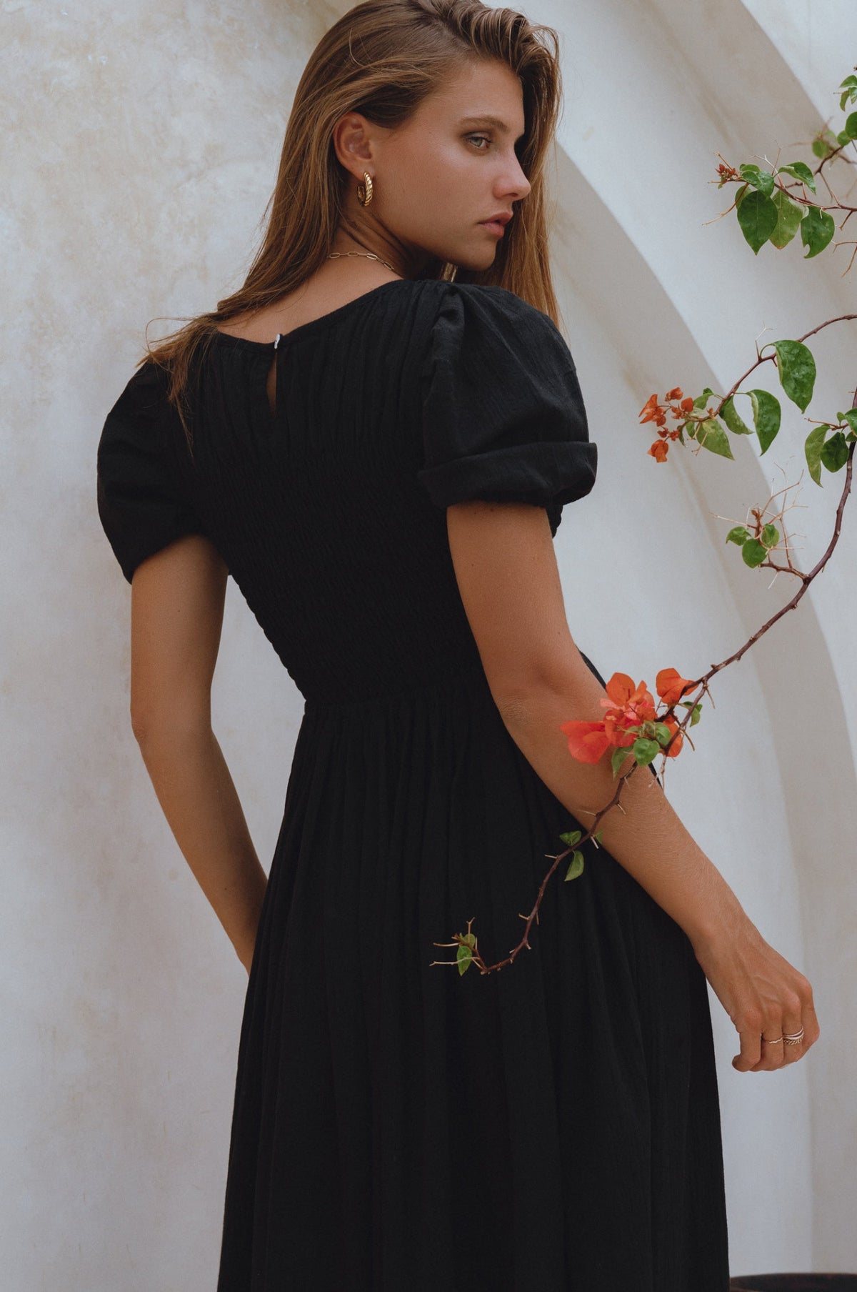 Sophie Smocked Linen Midi Dress-4