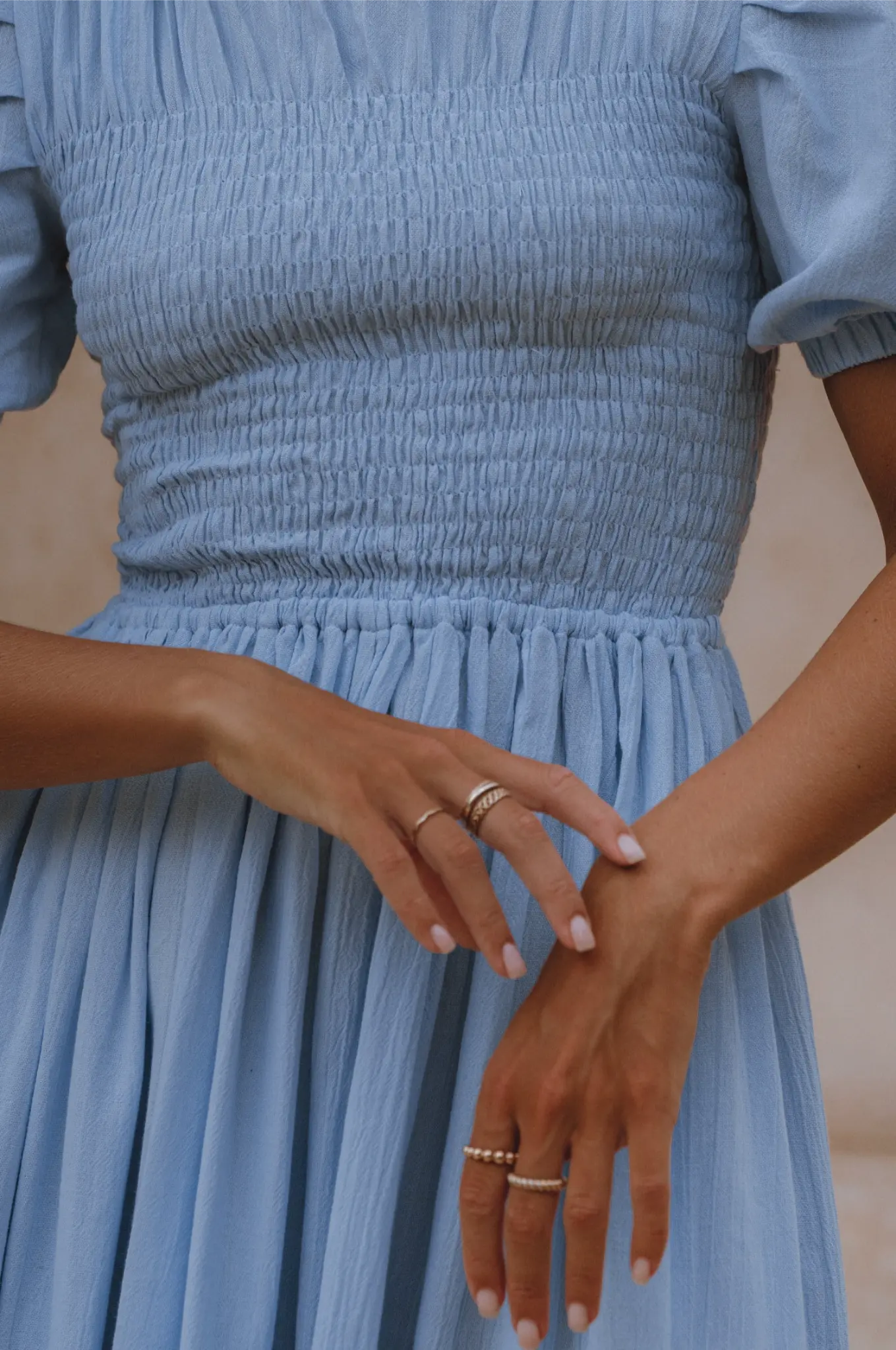 Sophie Smocked Linen Midi Dress-1