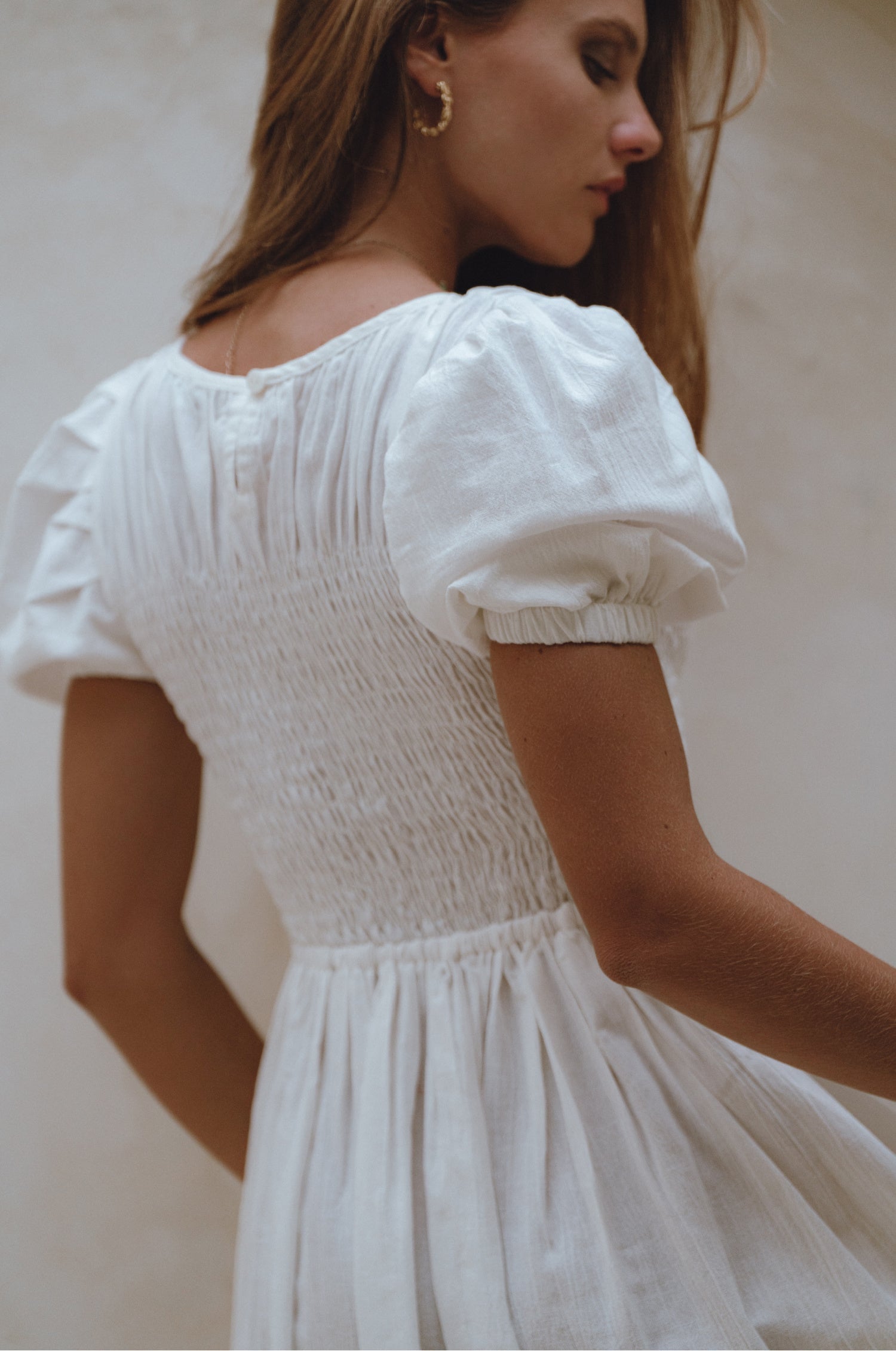 Sophie Smocked Linen Midi Dress-4