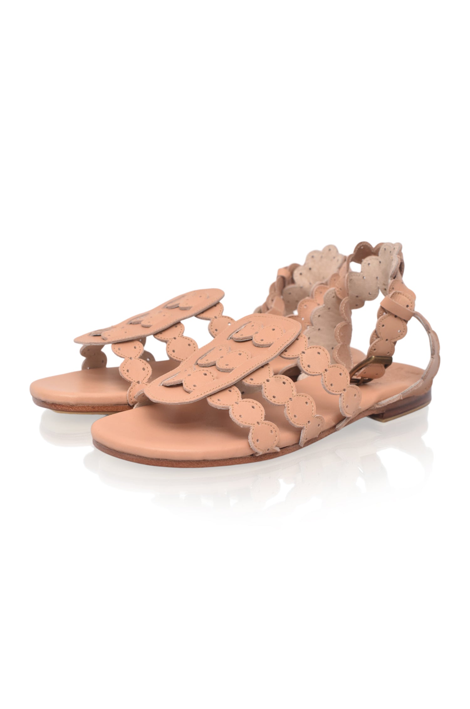Spell Scalloped Leather Sandals-3