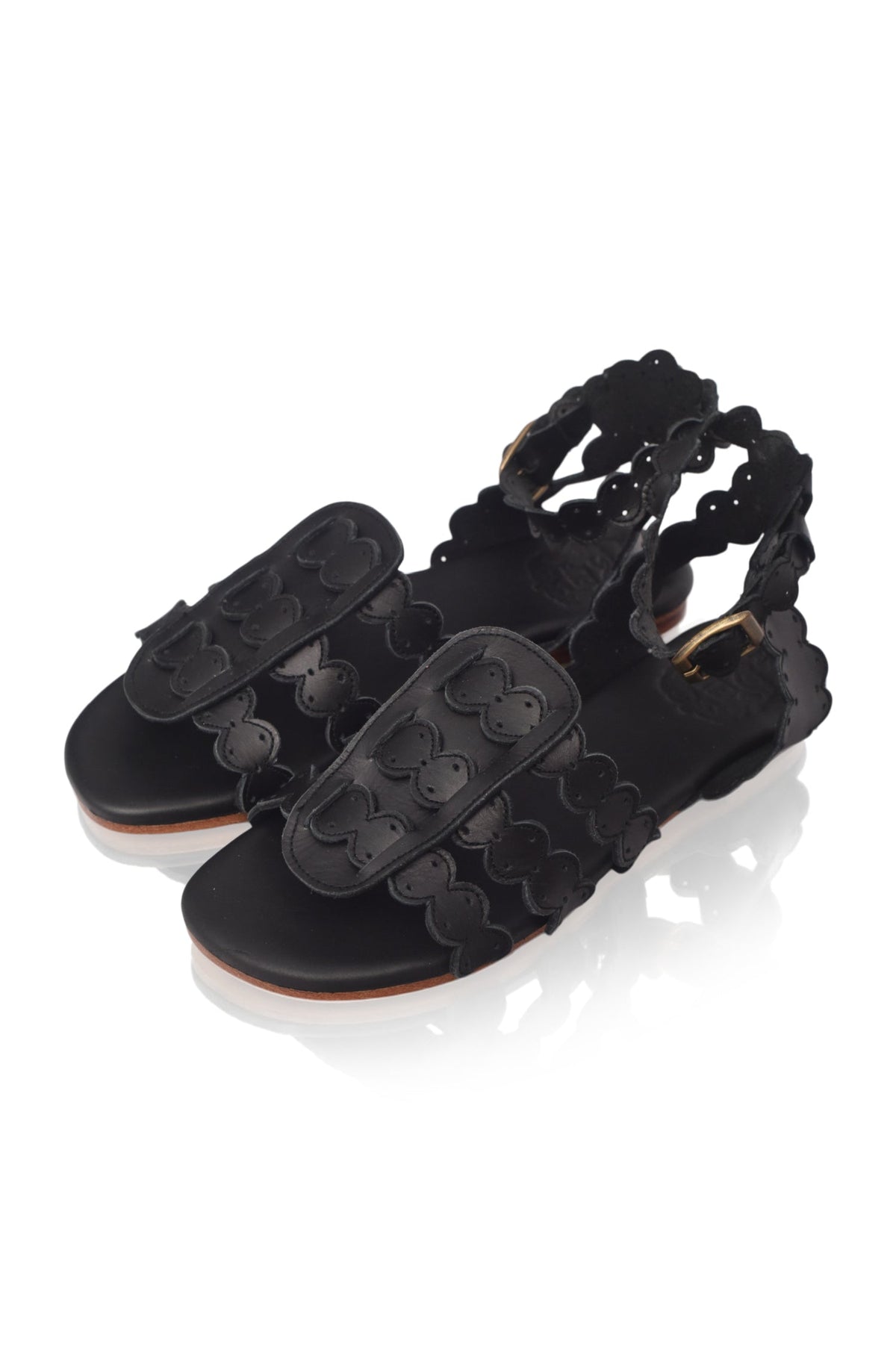 Spell Scalloped Leather Sandals-2
